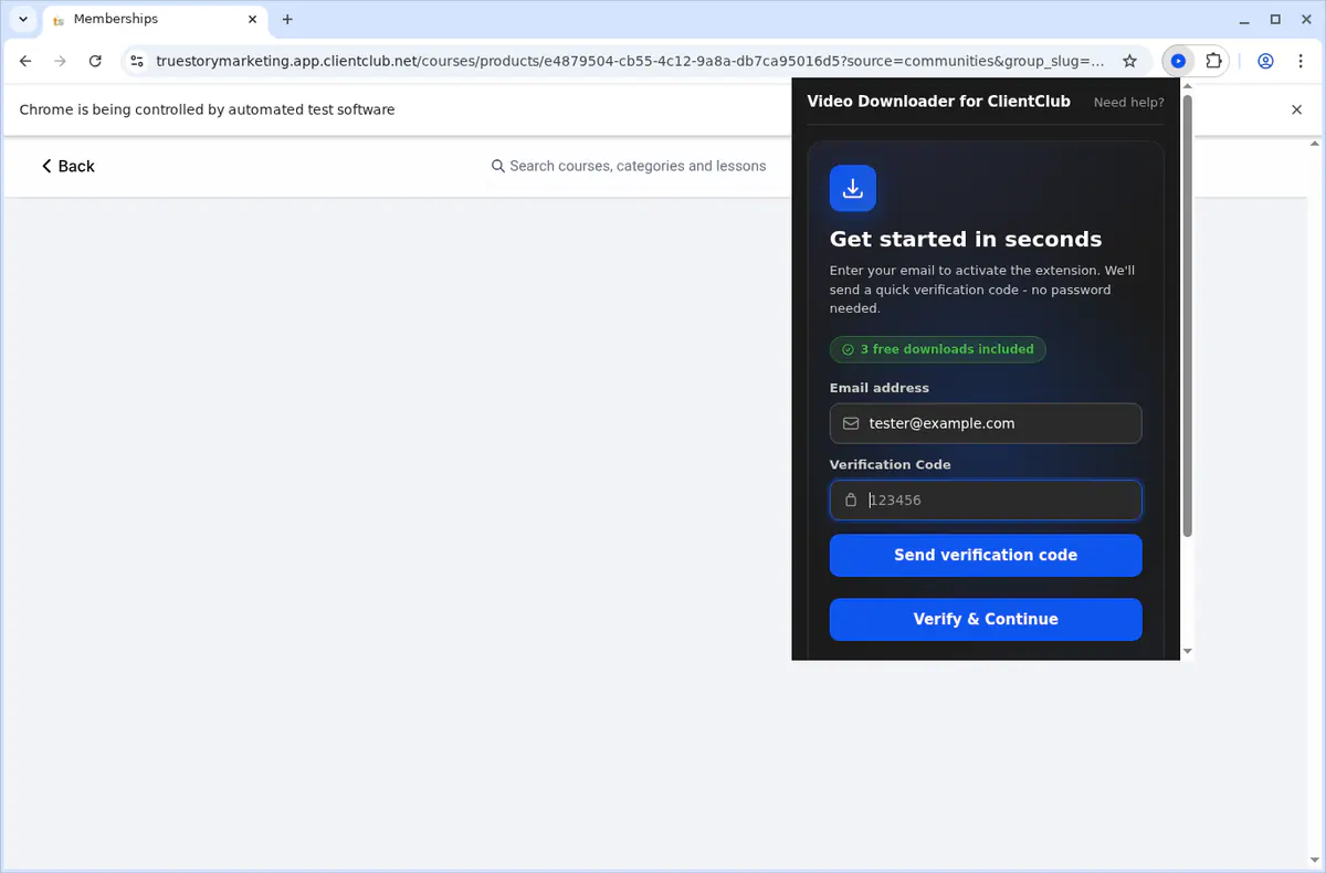 Clientclub Video Downloader browser extension screenshot 5